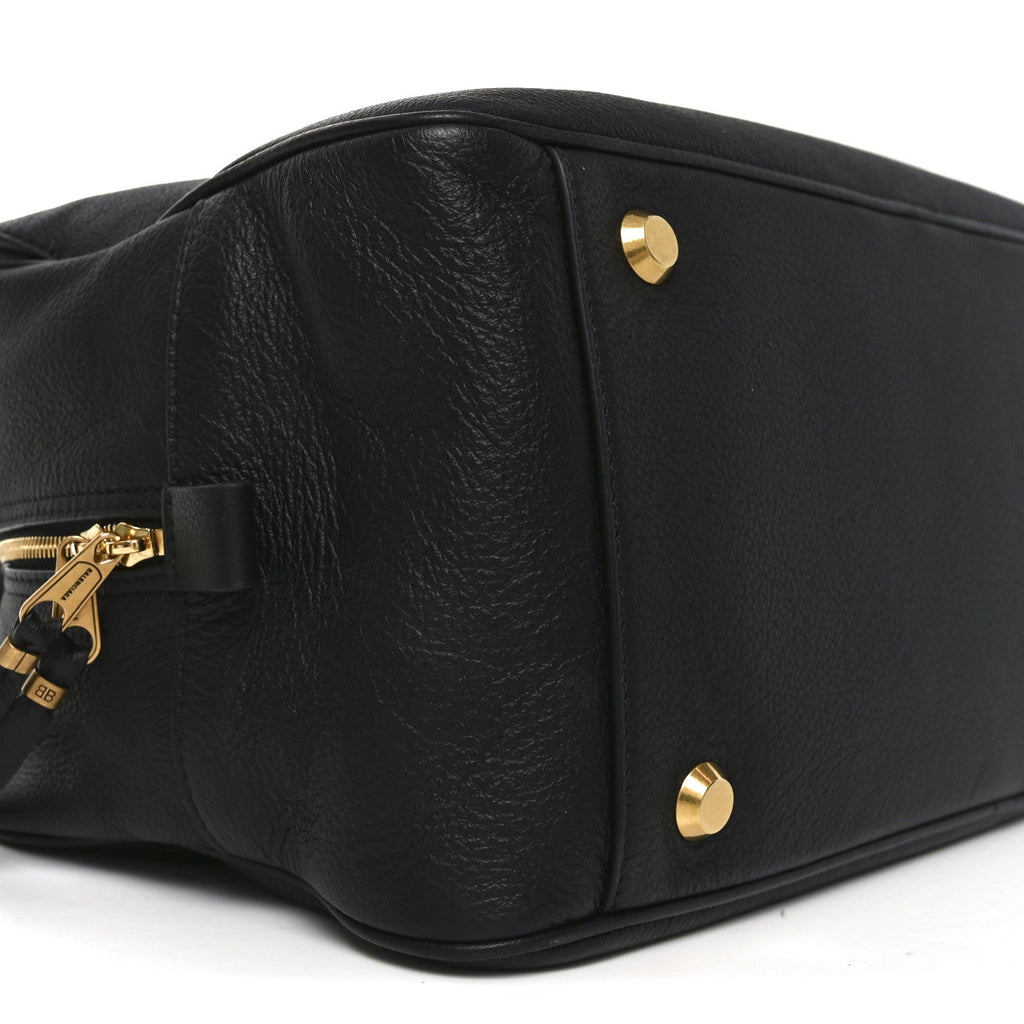 Grained Calfskin Medium Carrie Bowling Bag Black