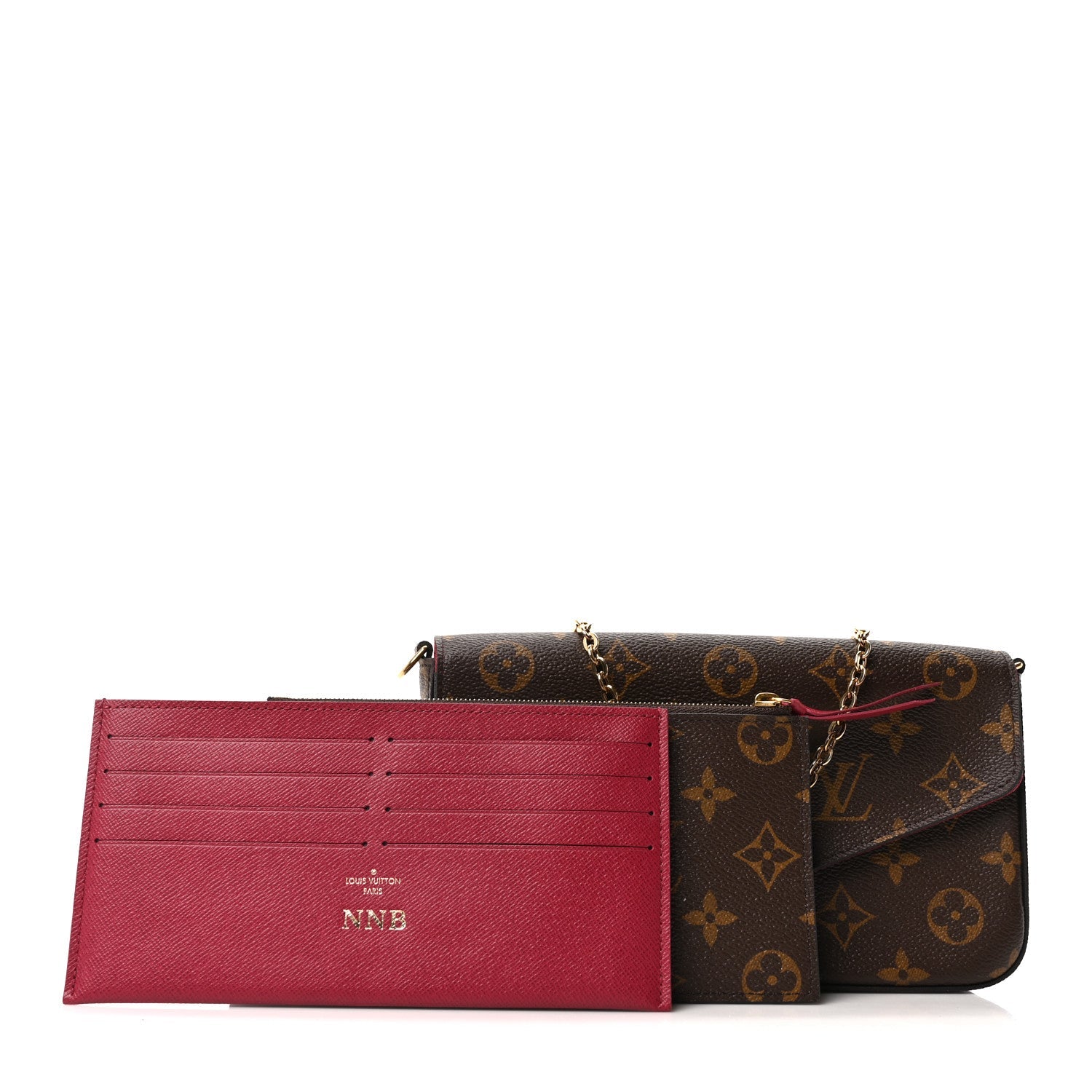 Monogram Pochette Felicie Chain Wallet Fuchsia