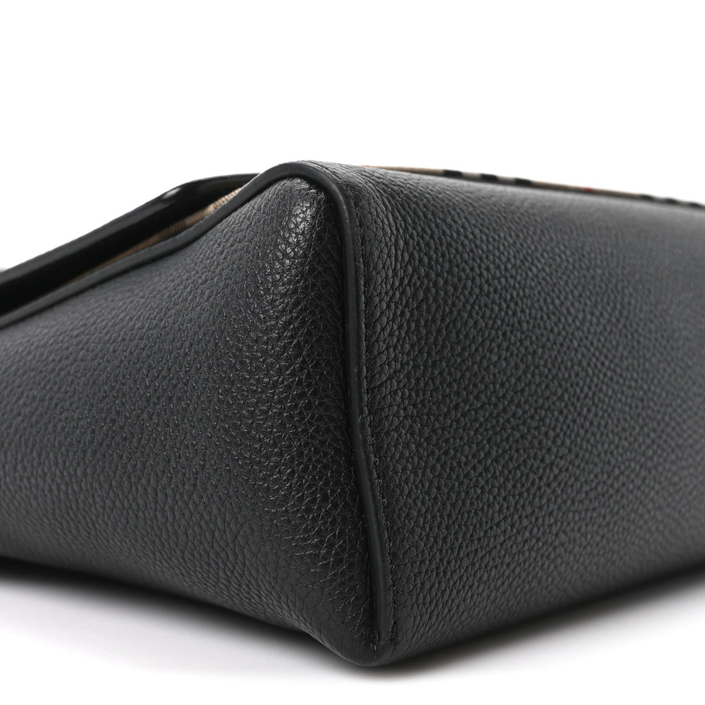 Coated Canvas Calfskin Vintage Check Medium Note Crossbody Bag Black