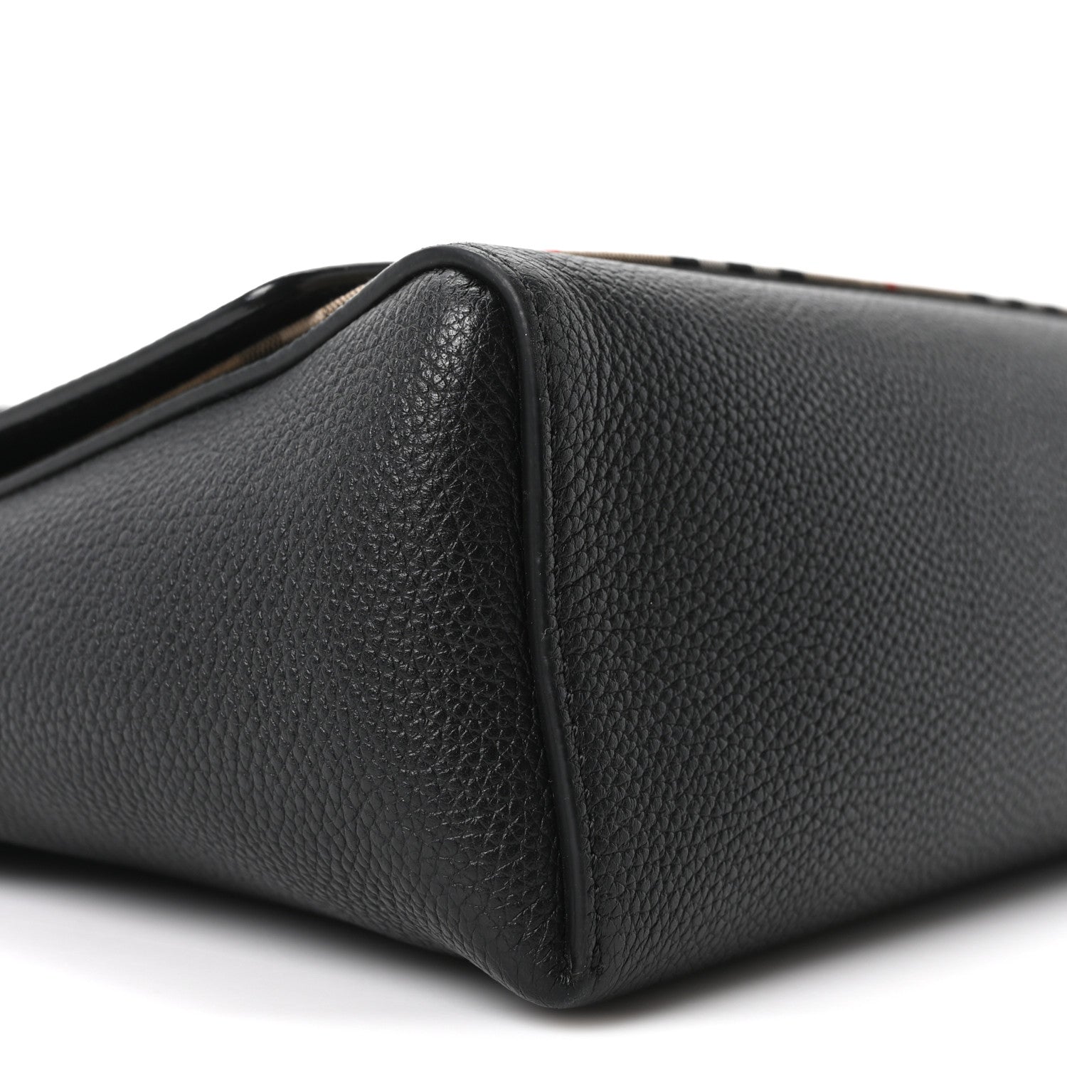 Coated Canvas Calfskin Vintage Check Medium Note Crossbody Bag Black
