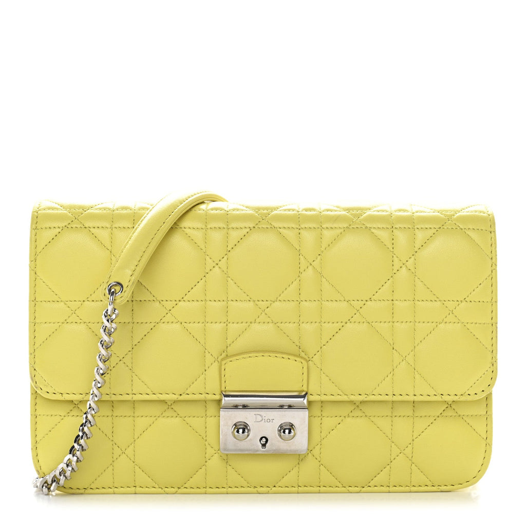 Lambskin Cannage Miss Dior Promenade Pouch Citron