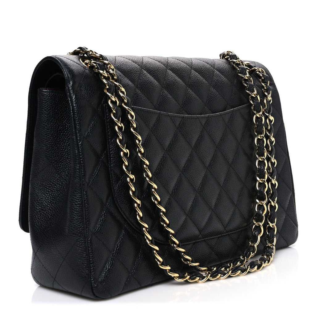 Caviar Quilted Maxi Double Flap Black