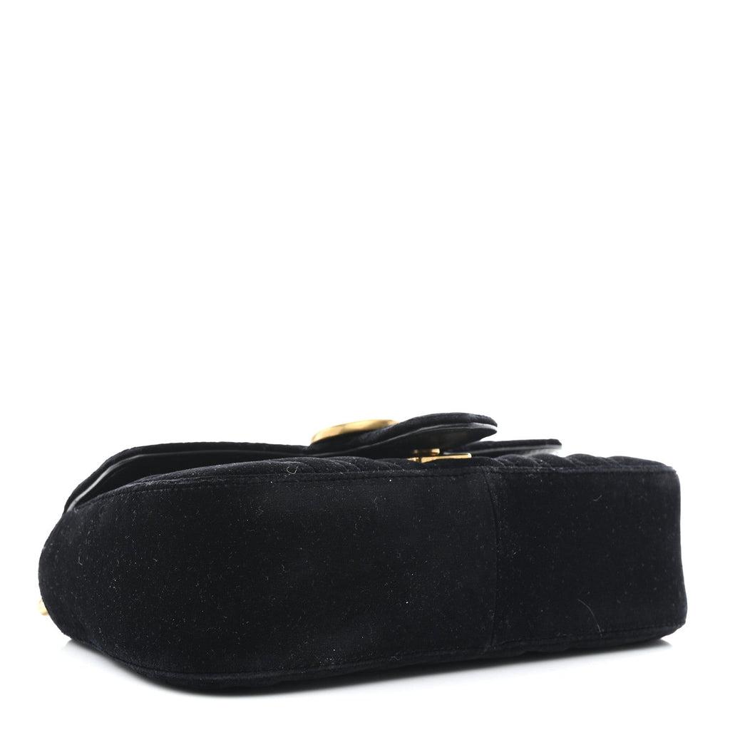 Velvet Matelasse Mini GG Marmont Shoulder Bag Black