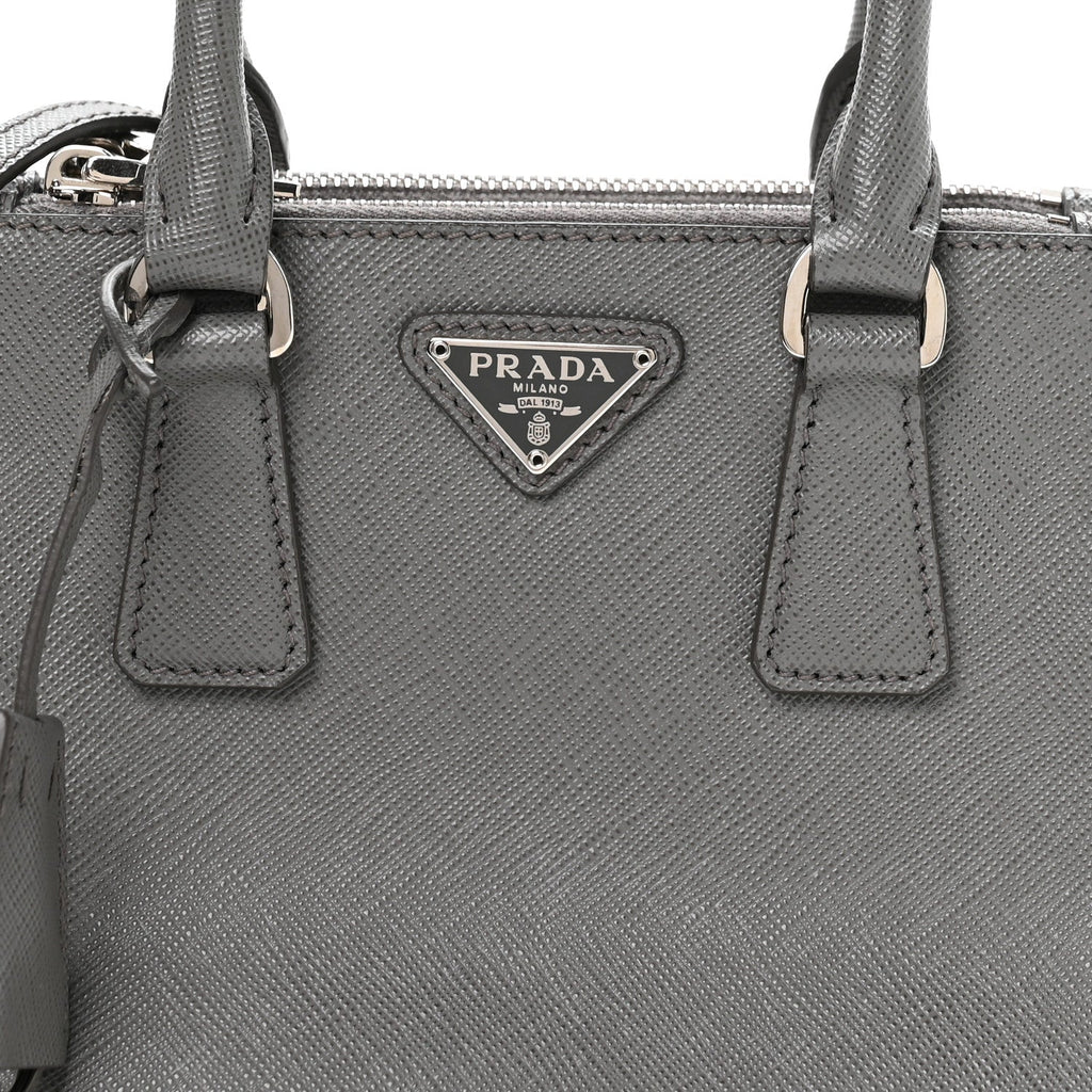 Saffiano Micro Galleria Double Zip Tote Marmo