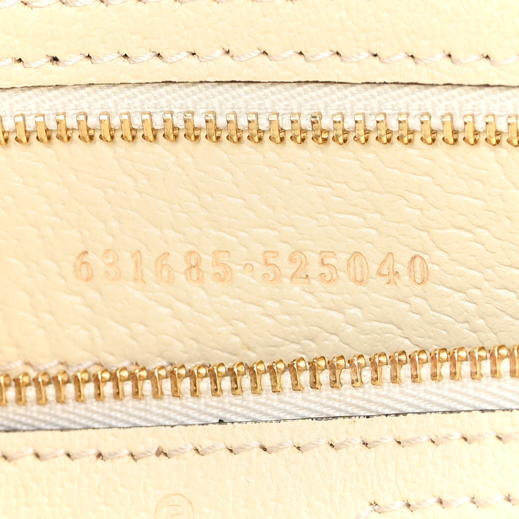 GG Supreme Monogram Textured Dollar Calfskin Web Medium Ophidia Shopping Tote Beige Ebony Mystic White
