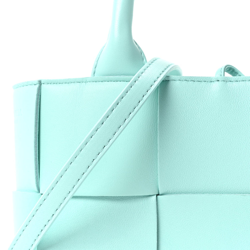 Grained Calfskin Maxi Intrecciato Small Arco Tote Pale Blue