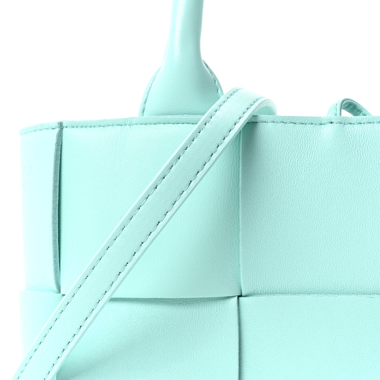 Grained Calfskin Maxi Intrecciato Small Arco Tote Pale Blue