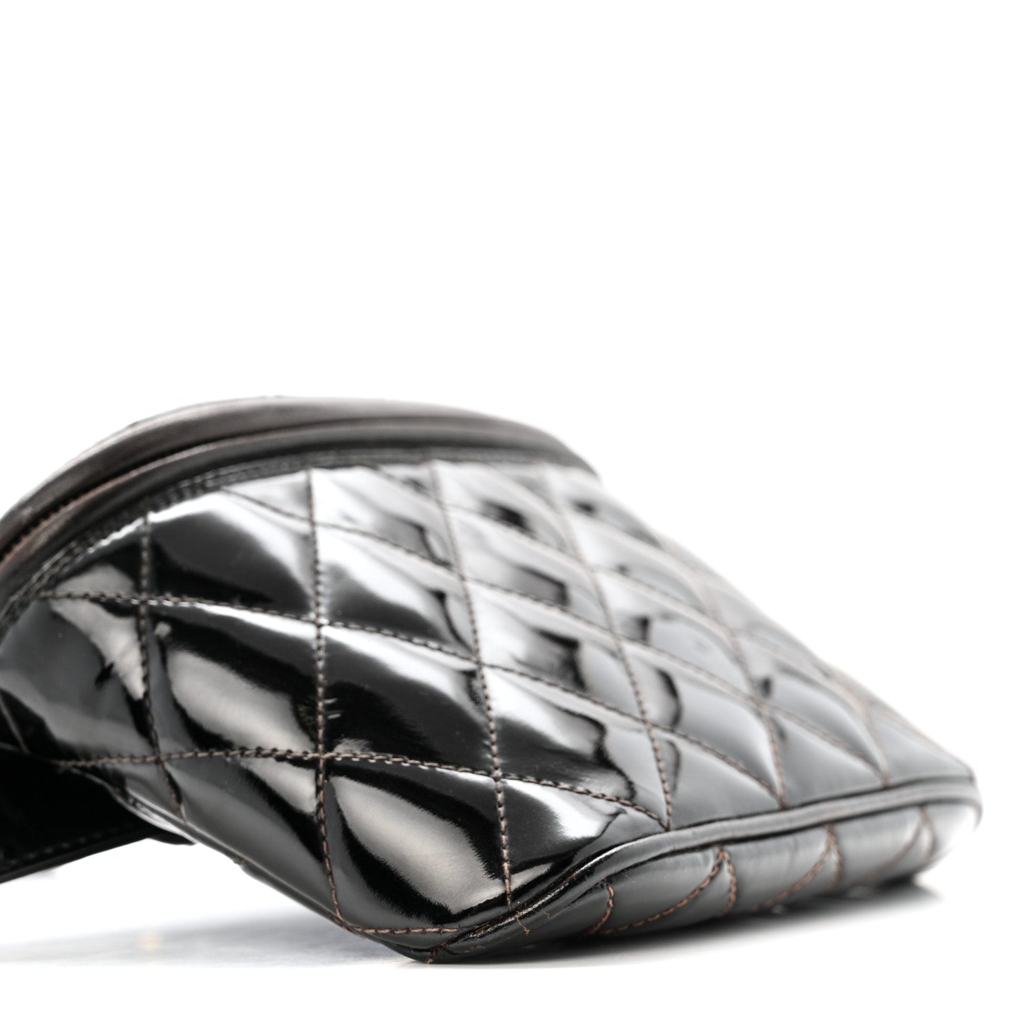 Patent Calfskin Quilted Waist Belt Bag 70 28 Black