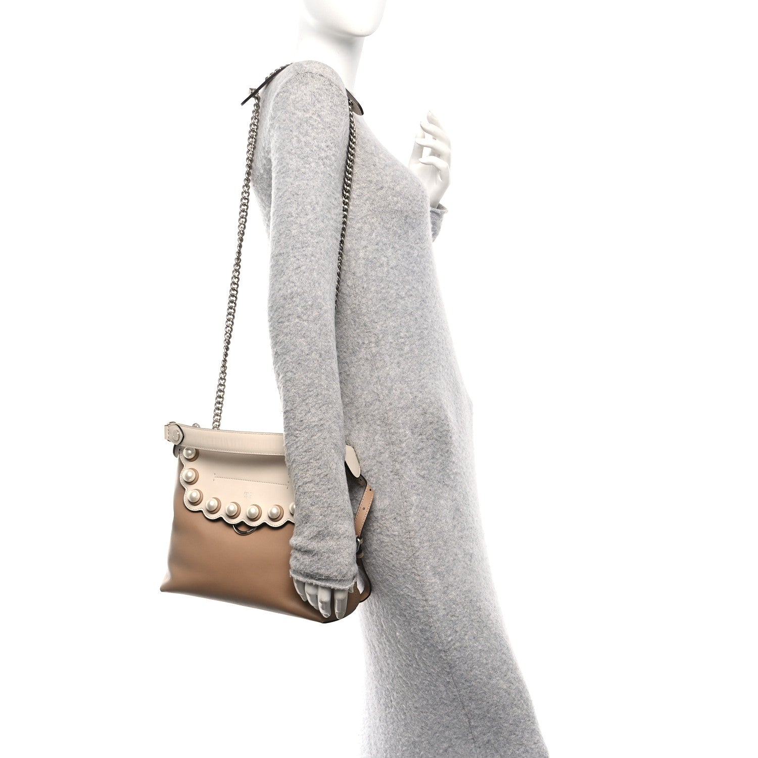 Vitello Century Pearl Bi-Color Scalloped Back to School Backpack Cuoio Camelia