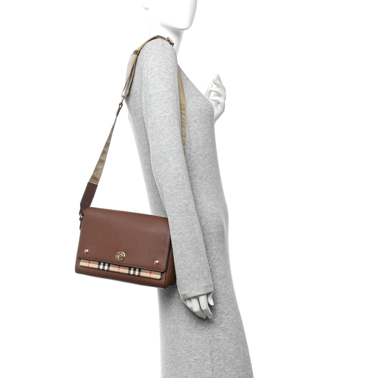 Calfskin Vintage Check Note Crossbody Bag Tan