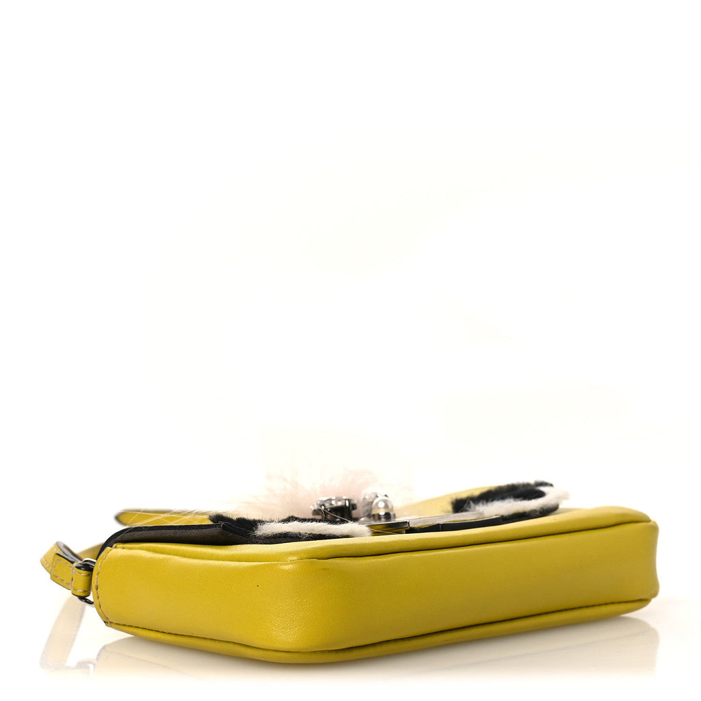 Nappa Rabbit Fox Fur Micro Buggie Baguette Lime Rosa