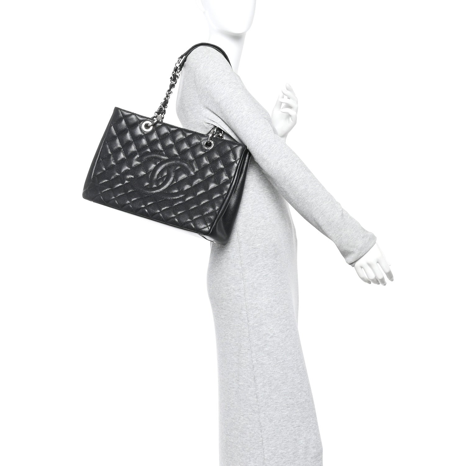 Caviar Quilted Grand Shopping Tote GST Black