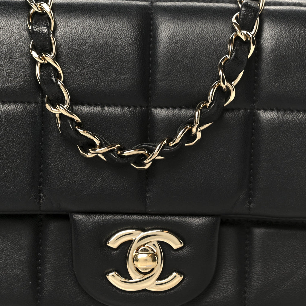 Lambskin Resin Crystal Square Quilted Mini Monacoco Flap Black