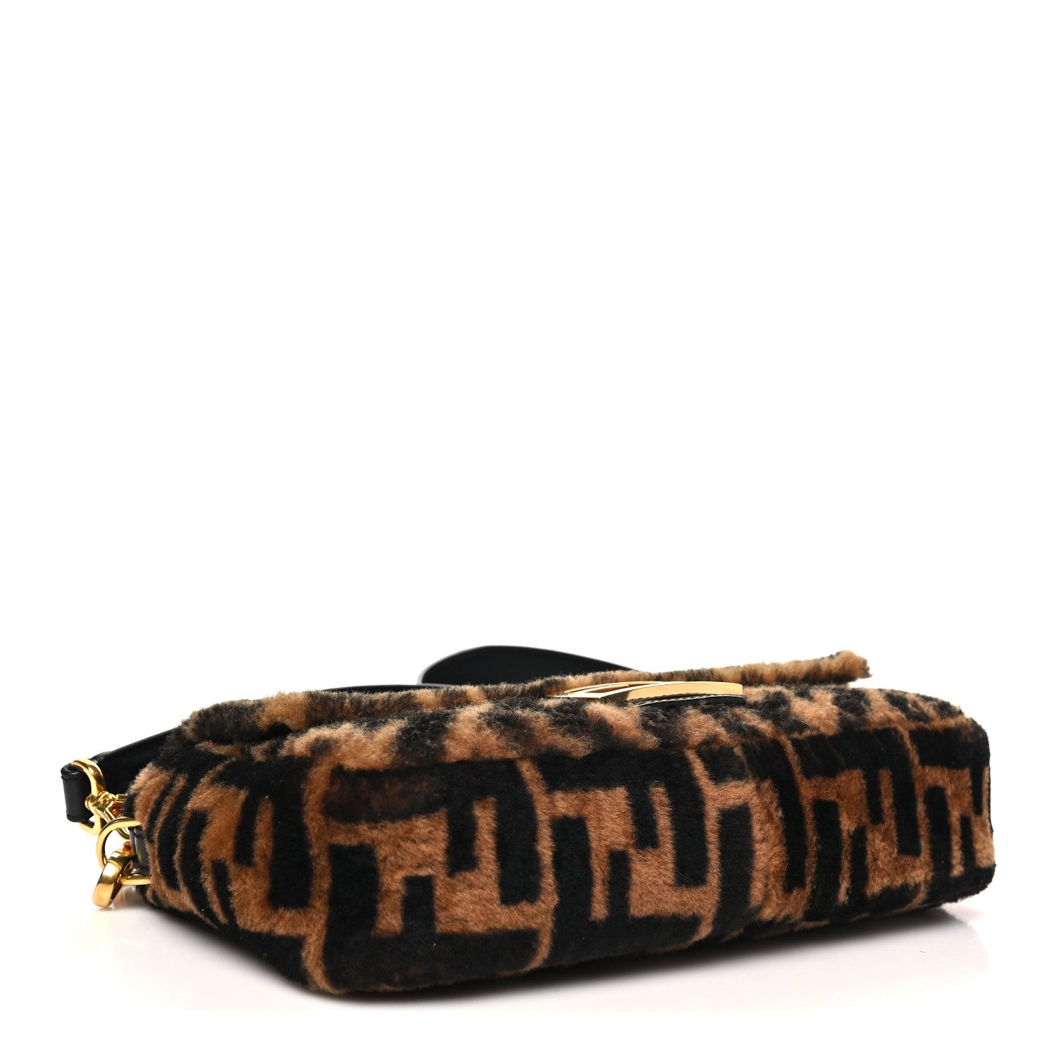 Shearling Vitello Dolce Macro FF 1974 Baguette Tobacco Black
