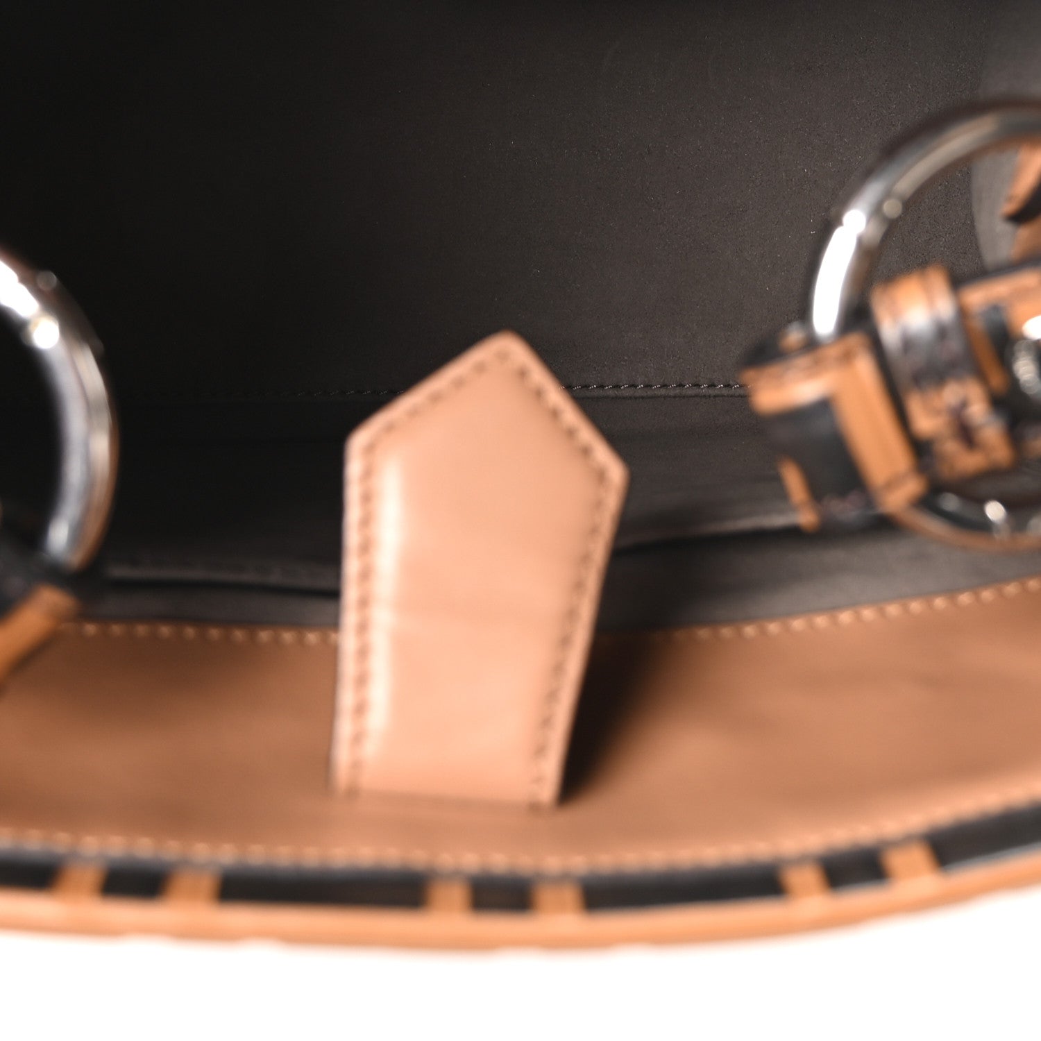 Vitello Century F is Fendi Whipstitch Threads FF Embossed Small Runaway Satchel Tobacco Orzo