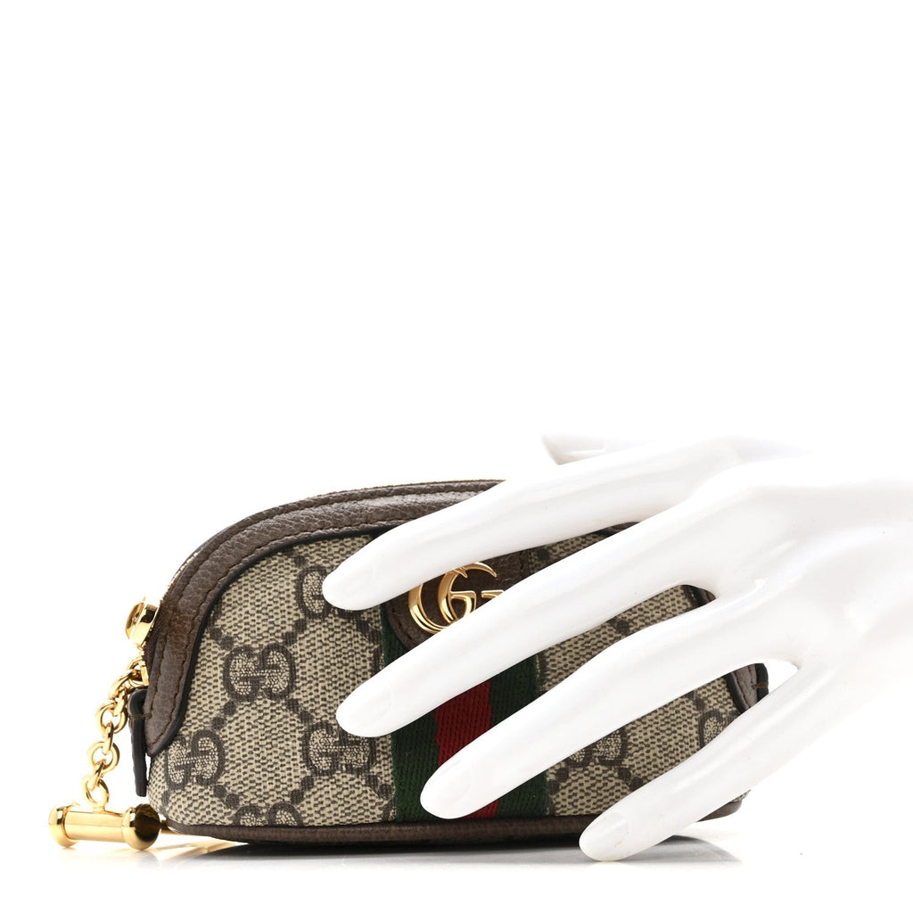 GG Supreme Monogram Web Ophidia Dome Key Pouch Beige New Acero