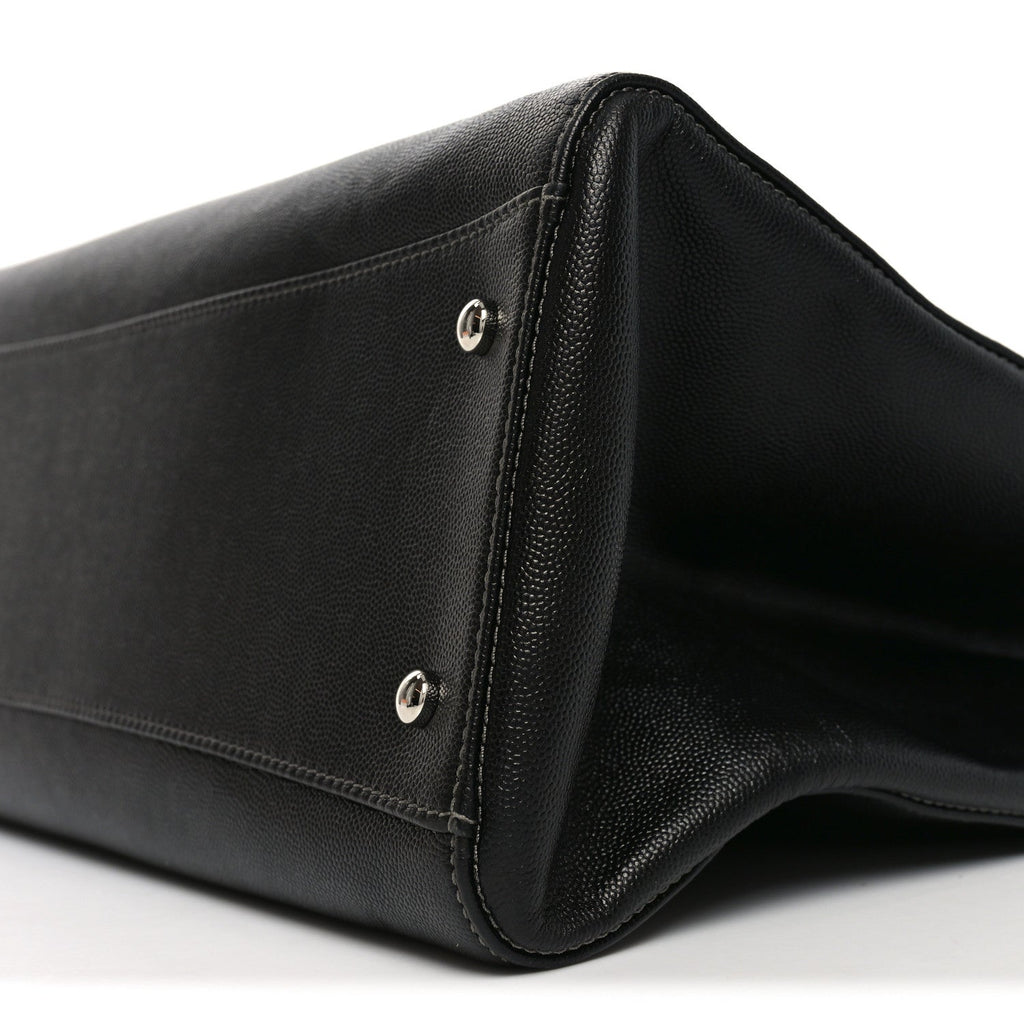 Caviar Medium Cerf Executive Shopper Tote Black