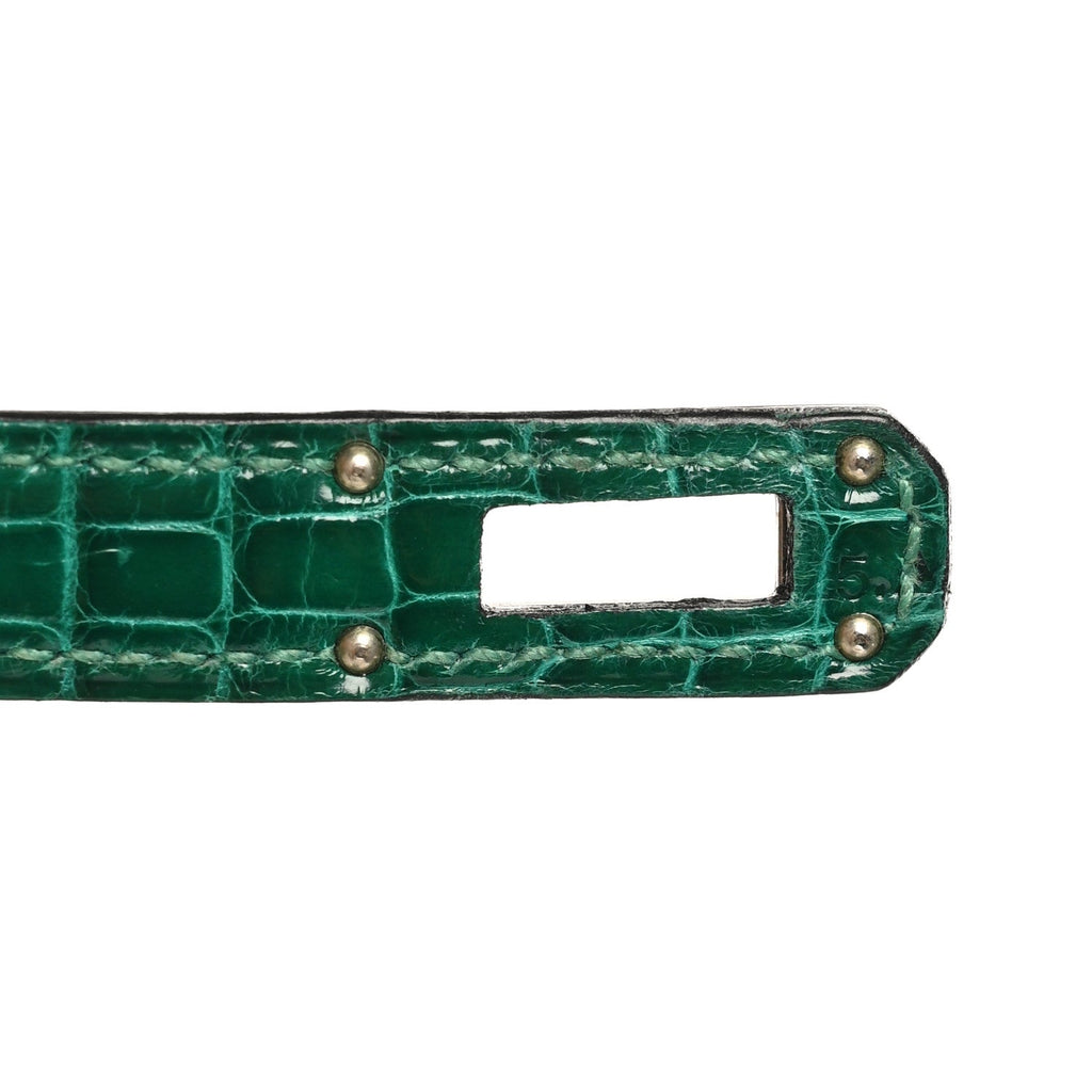 Shiny Alligator Kelly Tri-Fold Longue Wallet Vert Emeraude