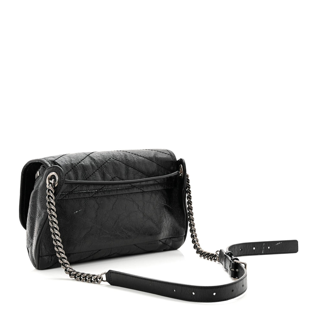 Crinkled Calfskin Matelasse Monogram Niki Body Bag Black