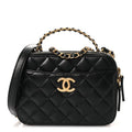 Shiny Calfskin Quilted Small Pick Me Up Vanity Case Black
