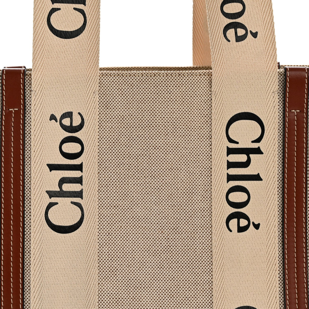 Cotton Calfskin Medium Woody Ribbon Tote White Brown