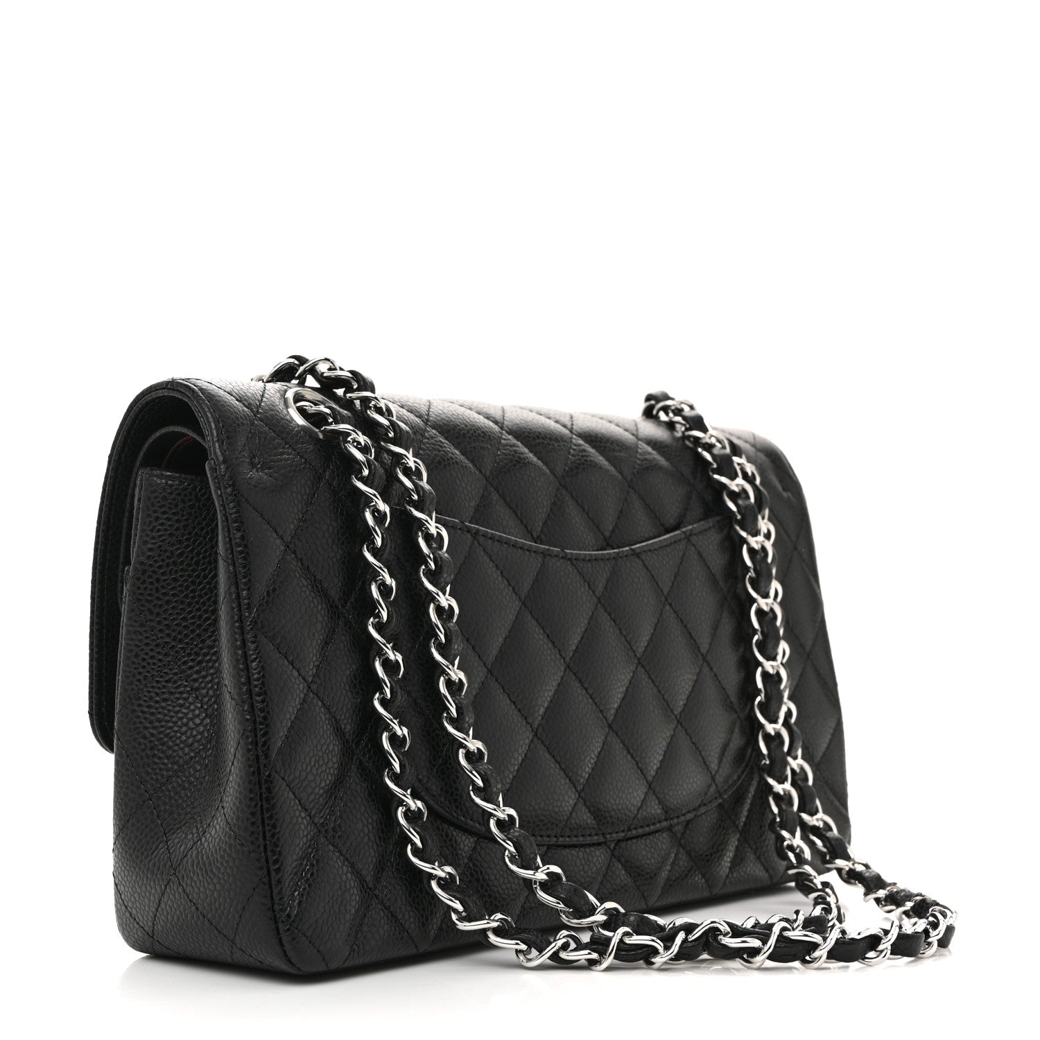 Caviar Quilted Medium Double Flap Black