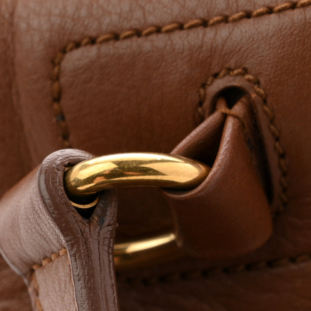 Calfskin Canvas Medium Muse Two Brown
