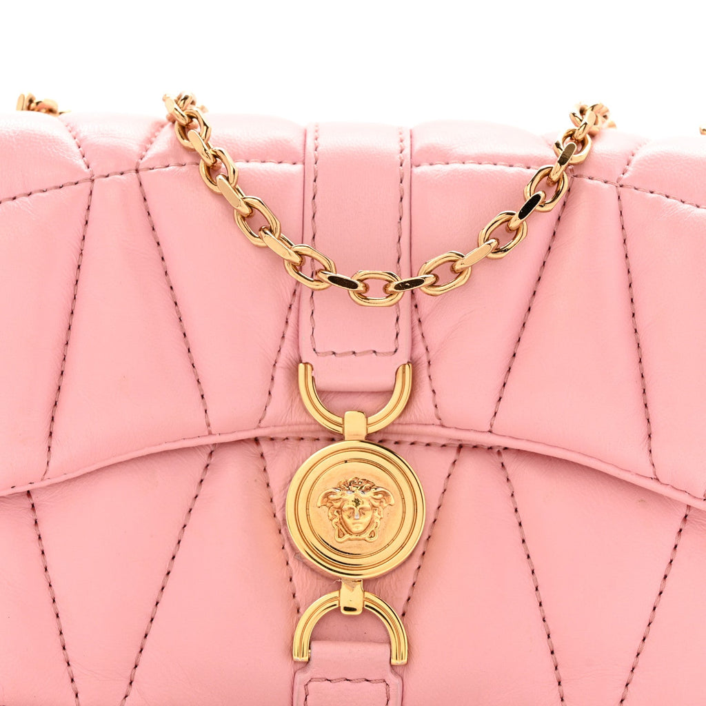 Lambskin Quilted Mini Kleio Crossbody Bag Light Pink