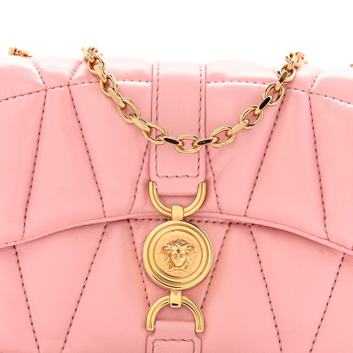 Lambskin Quilted Mini Kleio Crossbody Bag Light Pink