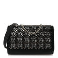 Suede Glitter Calfskin Embellished Paloma Clutch Black