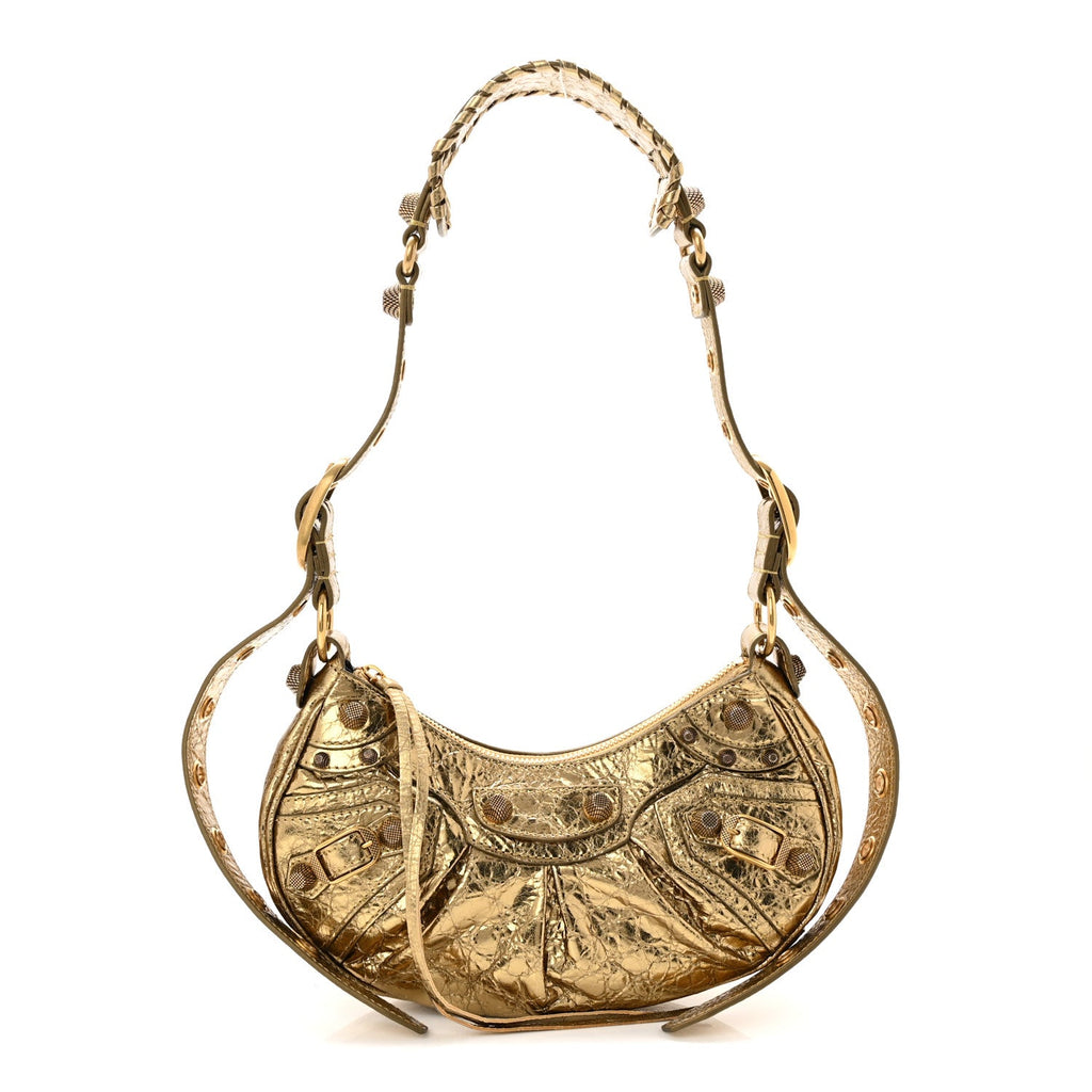 Metallic Agneau Arena Le Cagole Shoulder Bag XS Gold