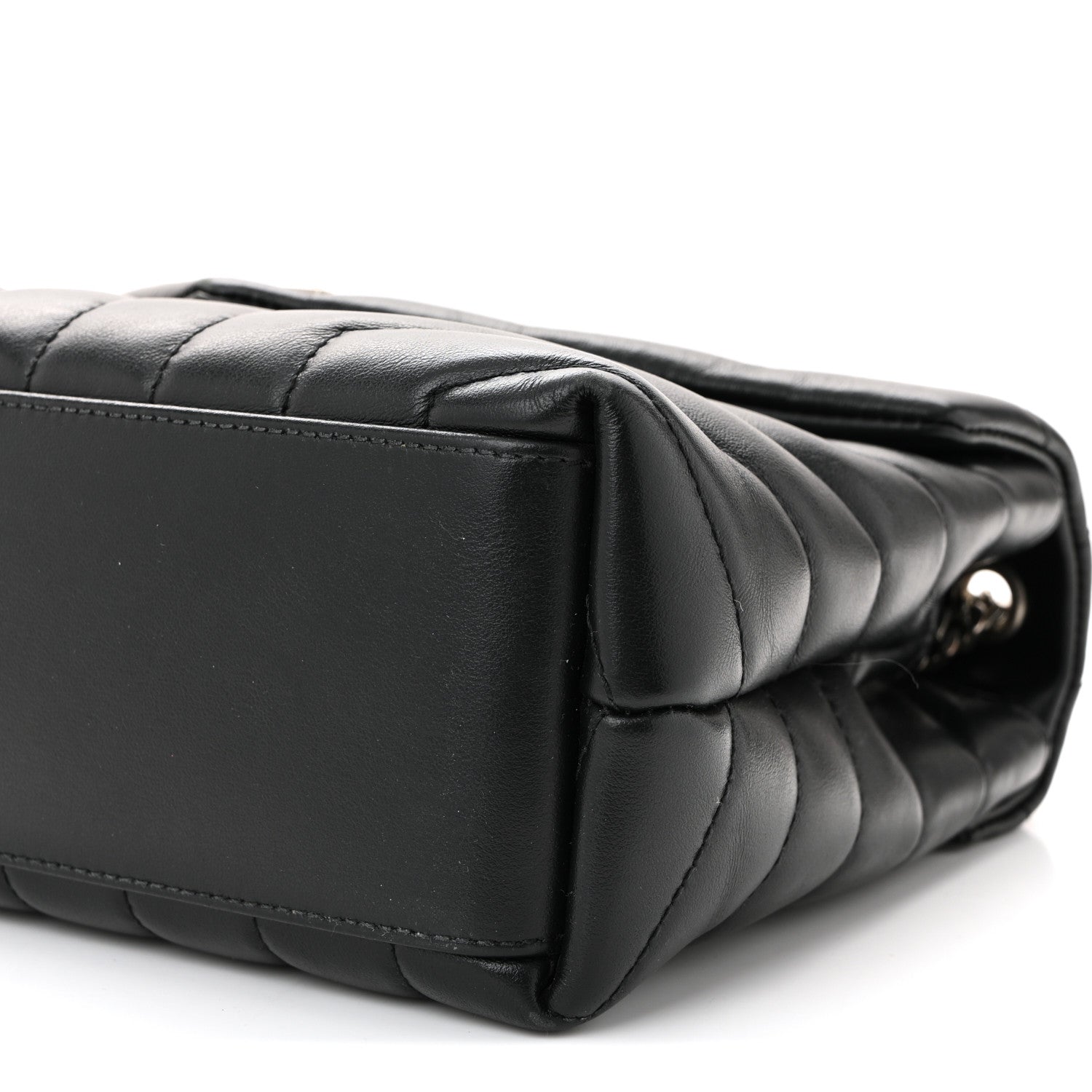 Calfskin Y Quilted Monogram Small Loulou Chain Satchel Black
