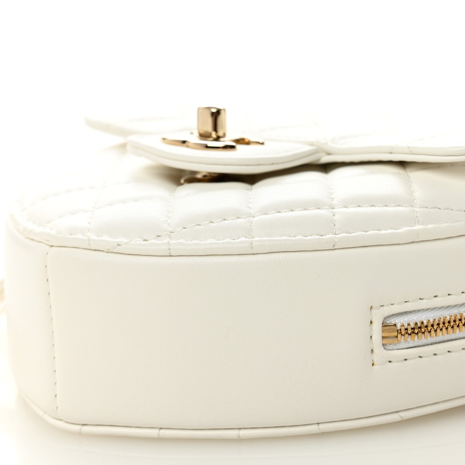 Lambskin Quilted CC In Love Heart Bag White