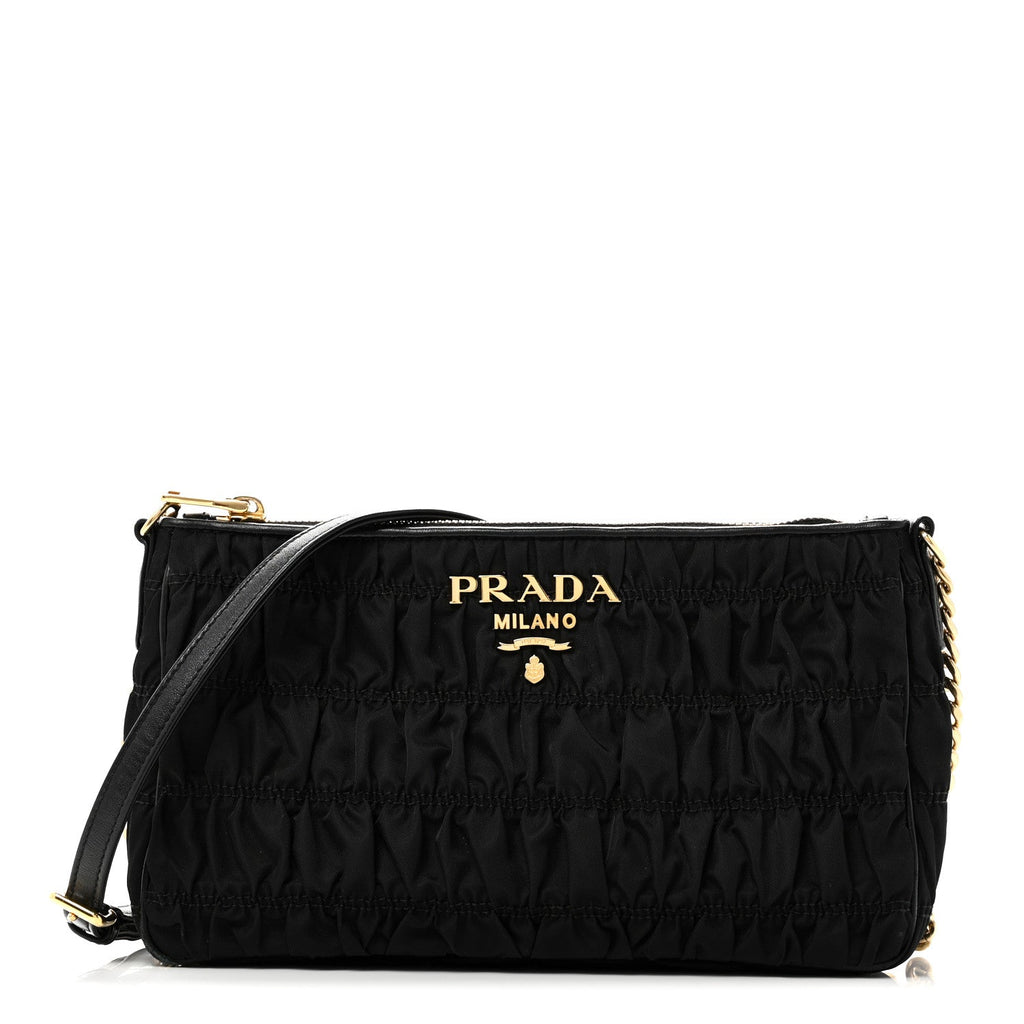 Tessuto Nylon Gaufre Shoulder Bag Black