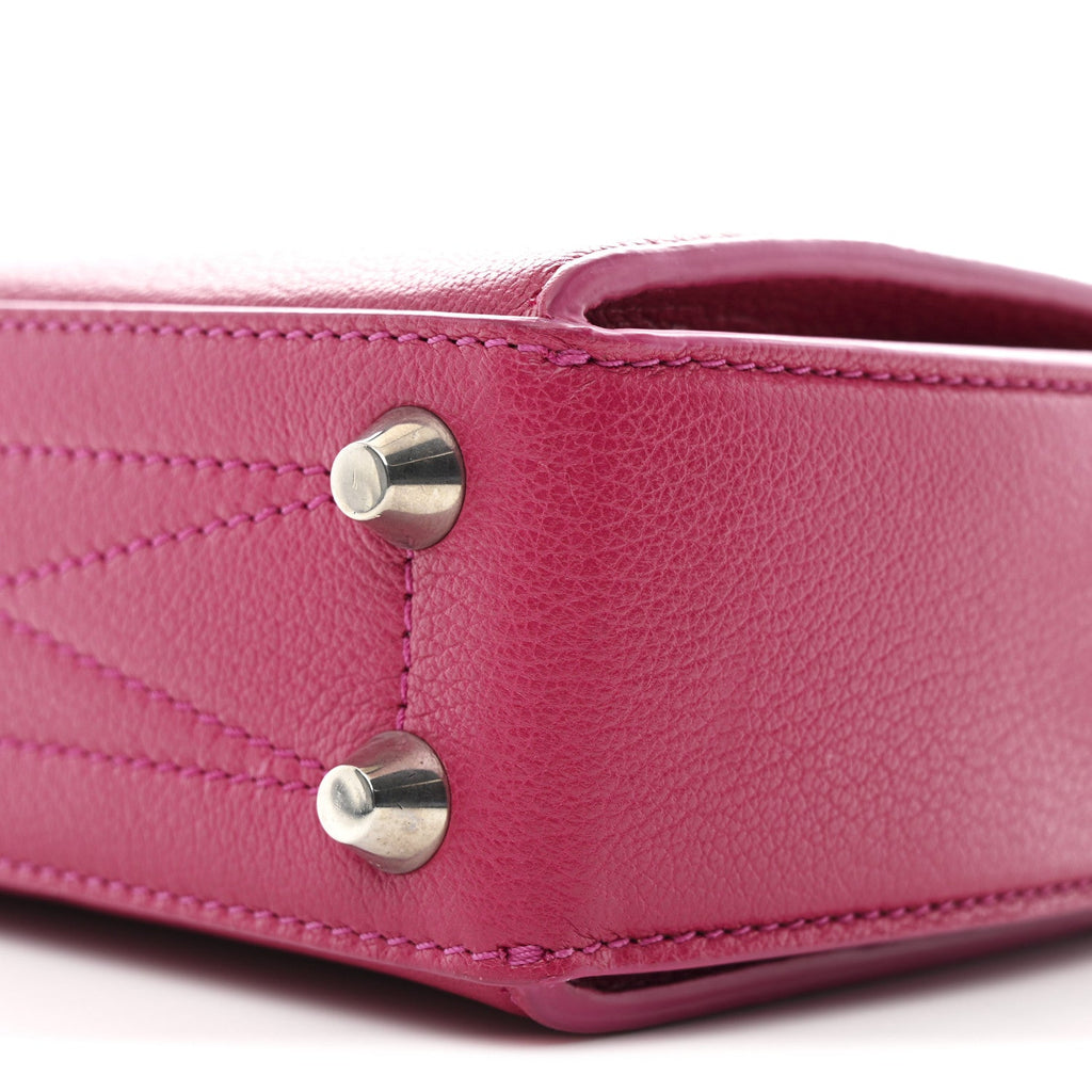 Silky Amish Grain Calfskin Box Shoulder Bag 19 Pink