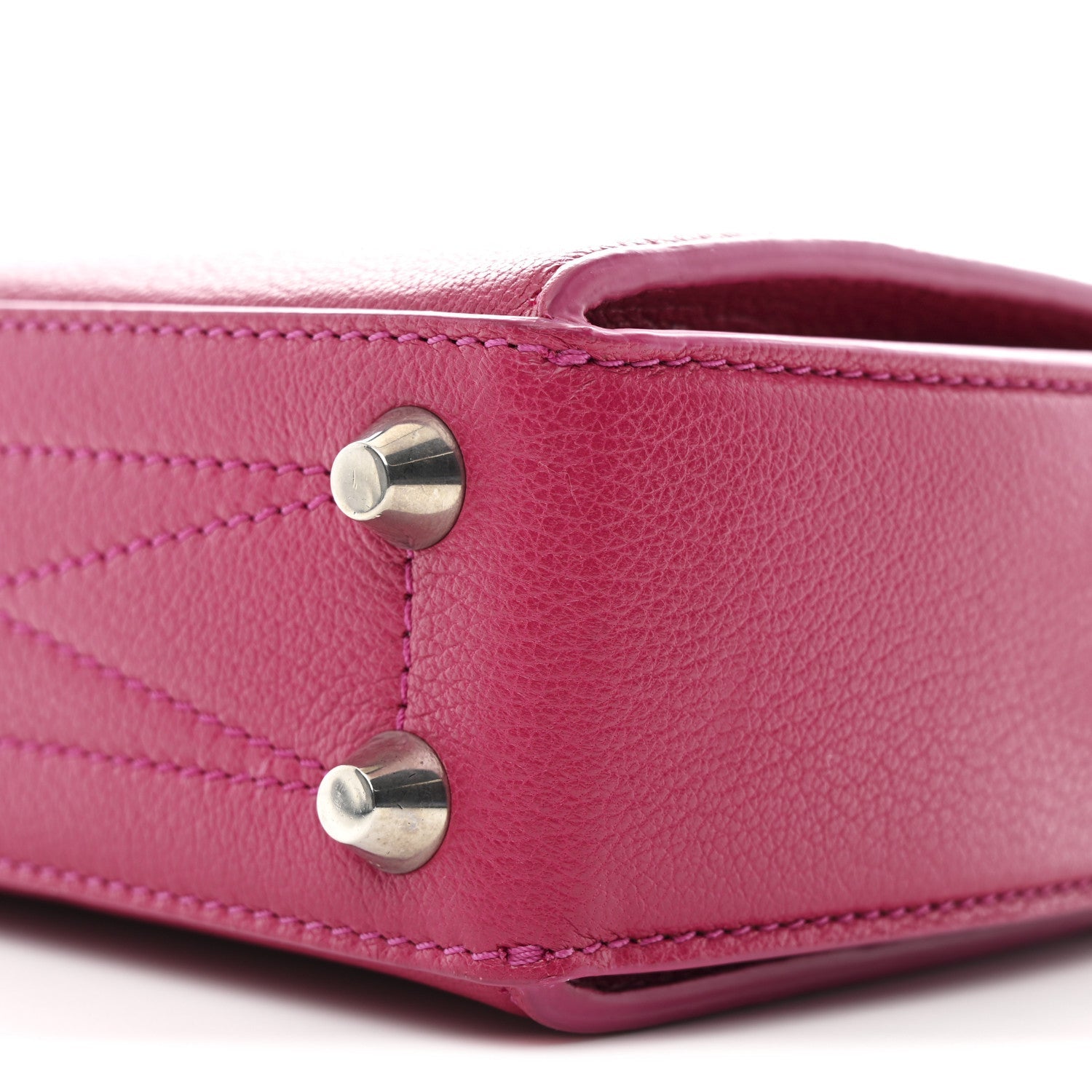 Silky Amish Grain Calfskin Box Shoulder Bag 19 Pink