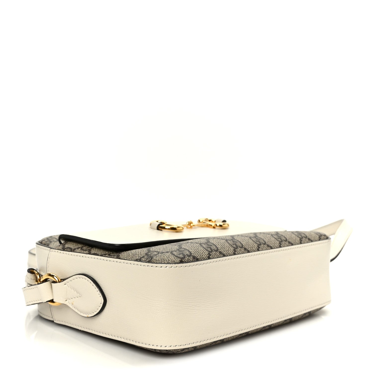 GG Supreme Monogram Small Horsebit 1955 Shoulder Bag Beige Mystic White