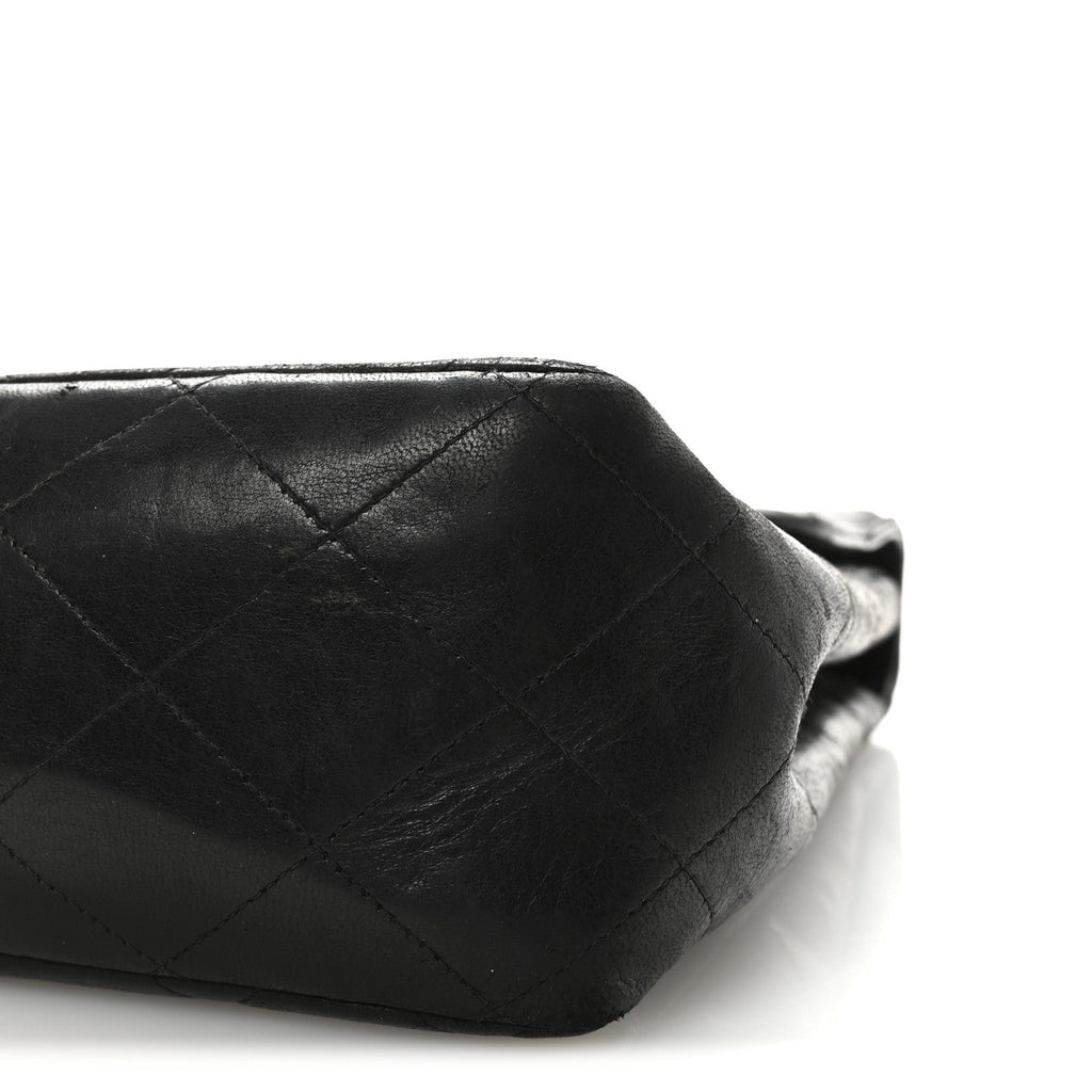 Lambskin Quilted XL Jumbo Single Flap Black