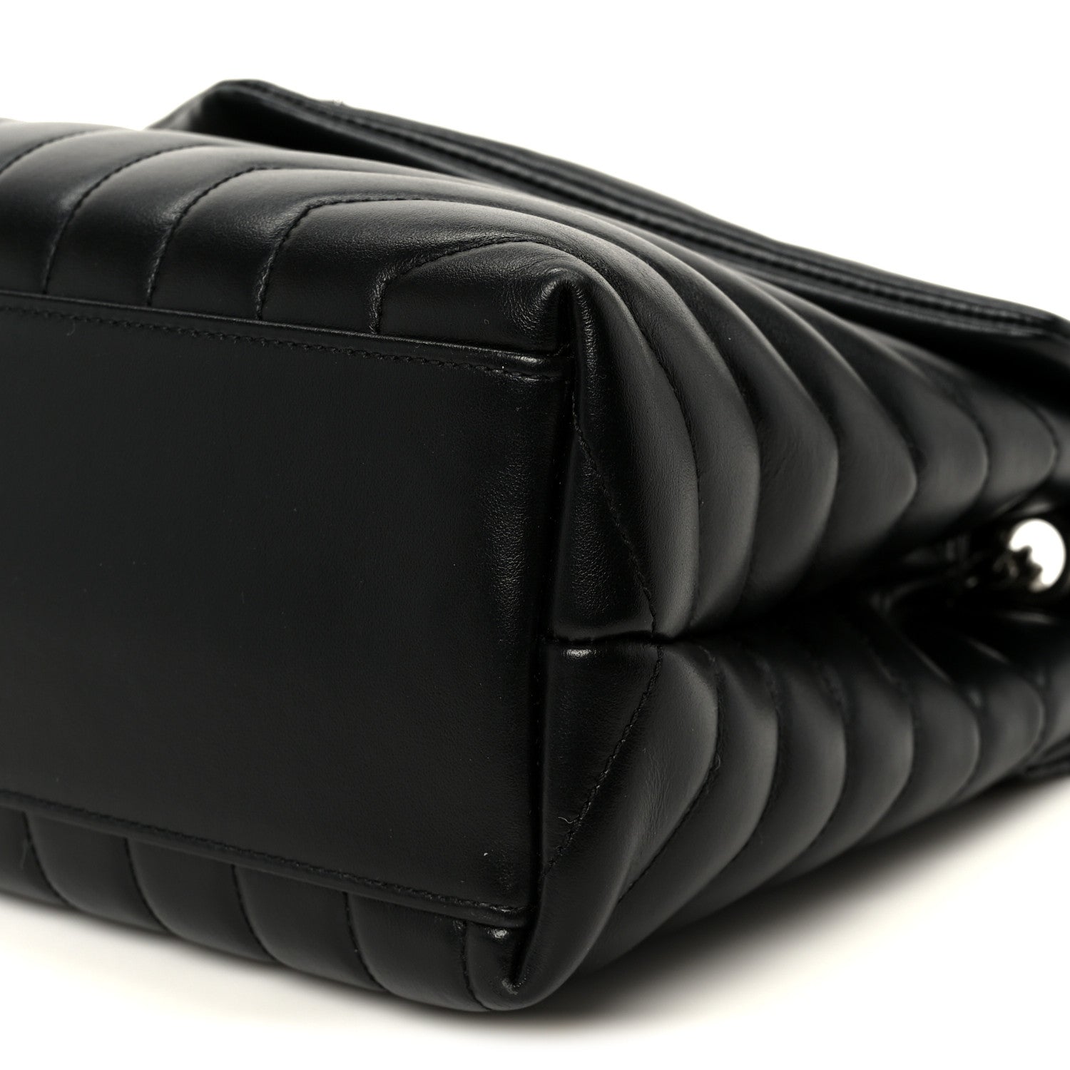 Calfskin Y Quilted Monogram Medium Loulou Chain Satchel Black