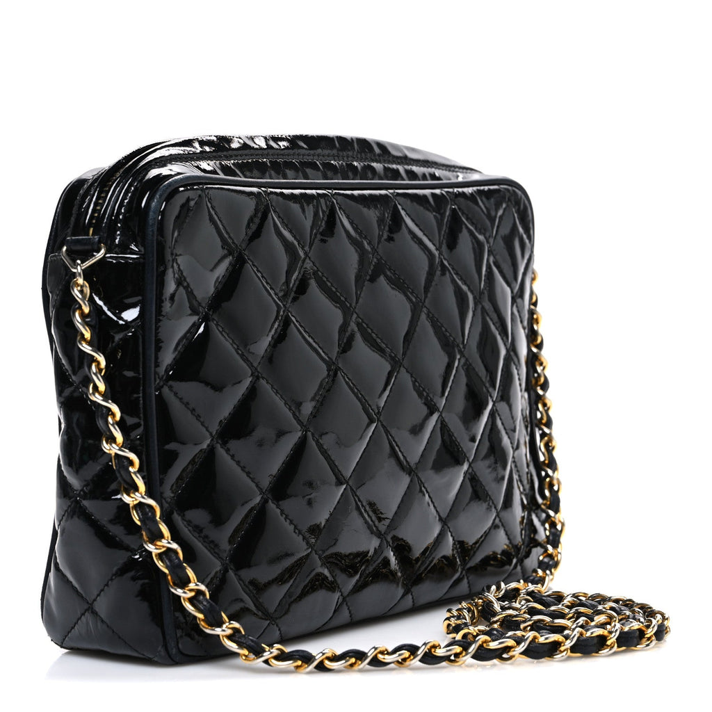Patent Quilted Tassel Camera Case Black
