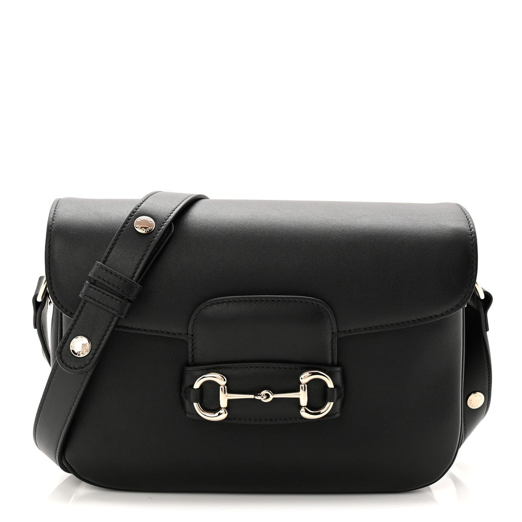 Ciny Lux Calfskin Horsebit 1955 Soft Small Shoulder Bag Black