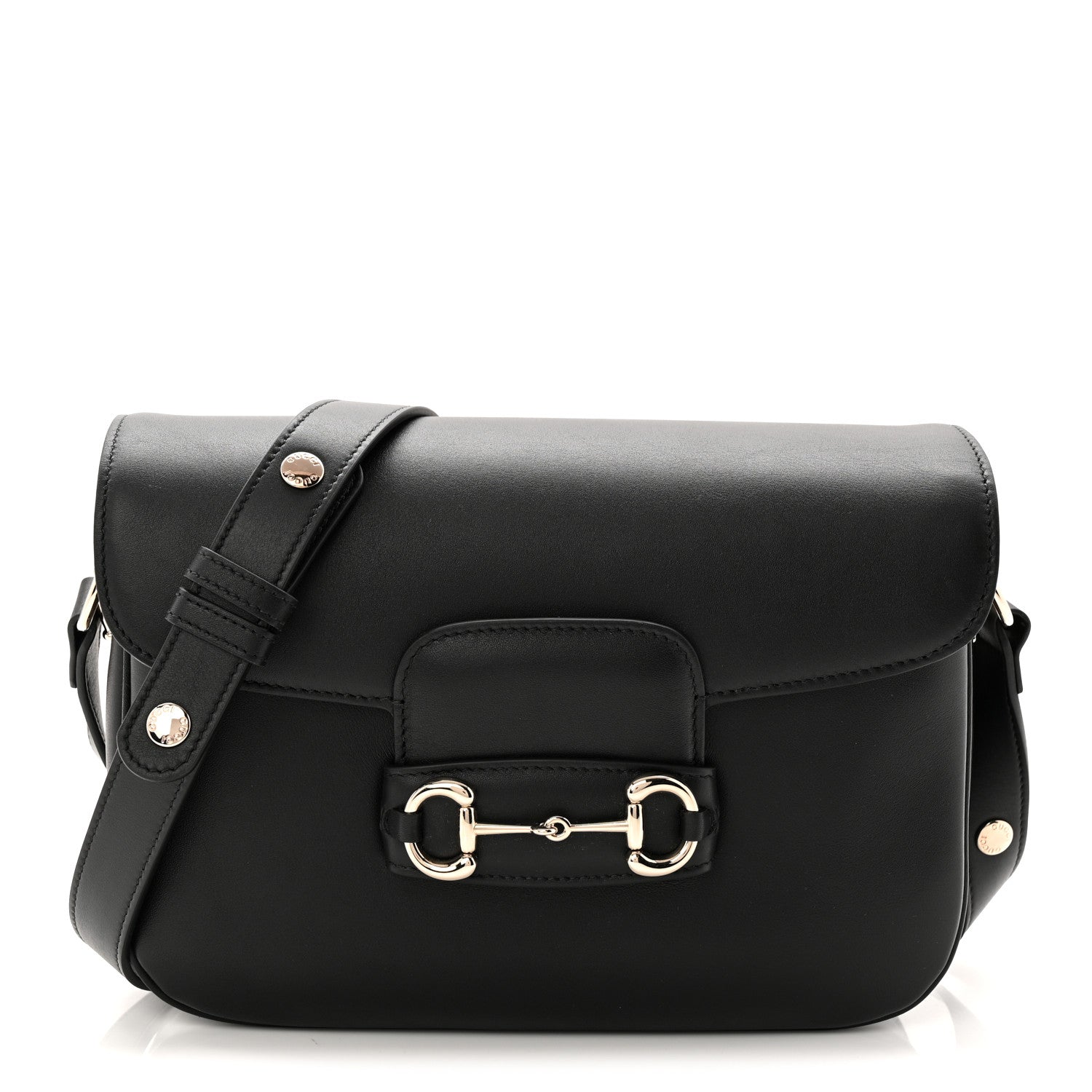 Ciny Lux Calfskin Horsebit 1955 Soft Small Shoulder Bag Black
