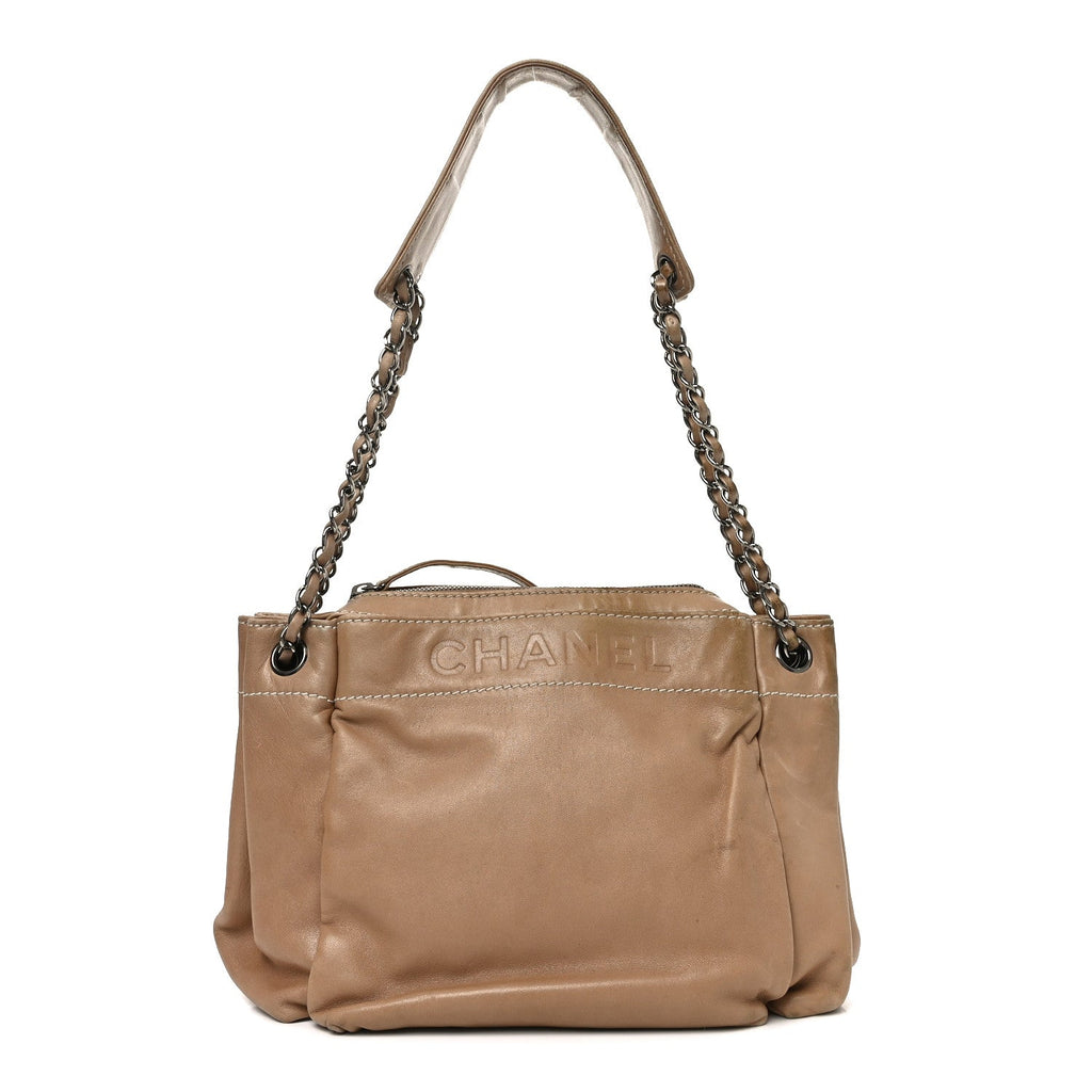 Lambskin Lax Accordion Hobo Beige