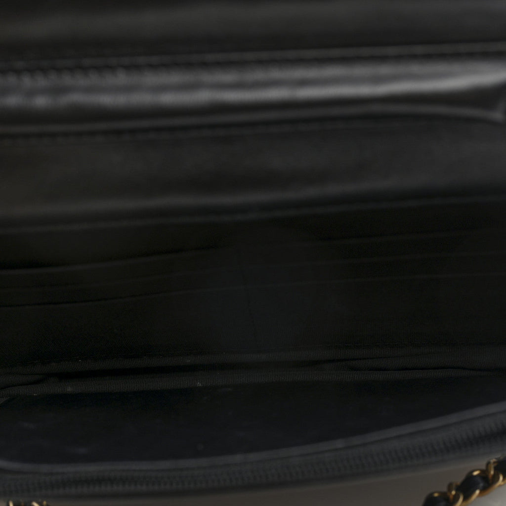 Lambskin Quilted Wallet On Chain WOC Black Gold