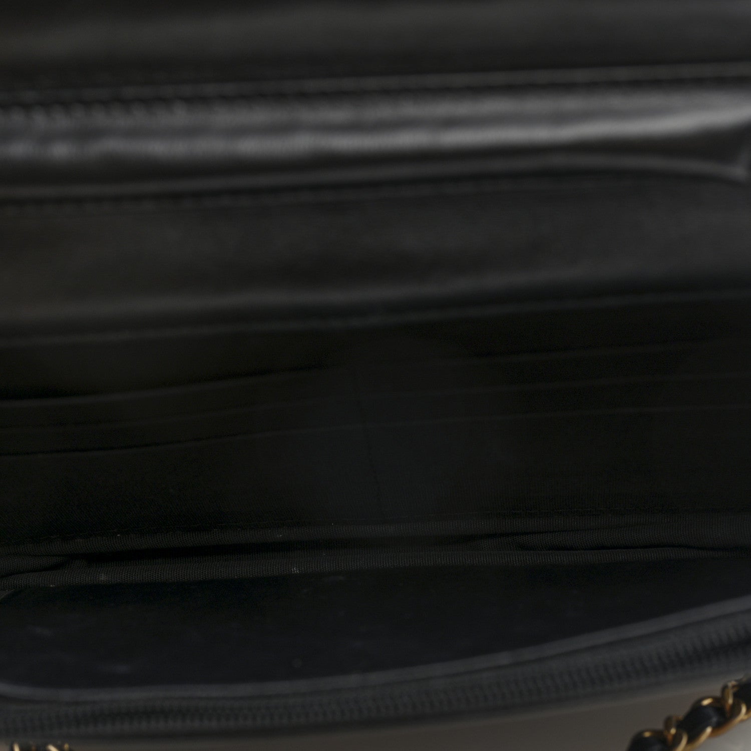 Lambskin Quilted Wallet On Chain WOC Black Gold