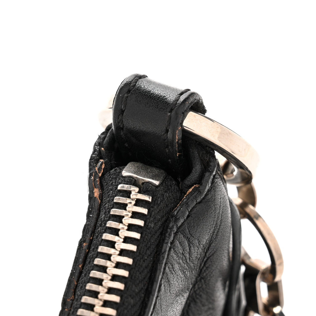 Lambskin Tassel Hobo Black