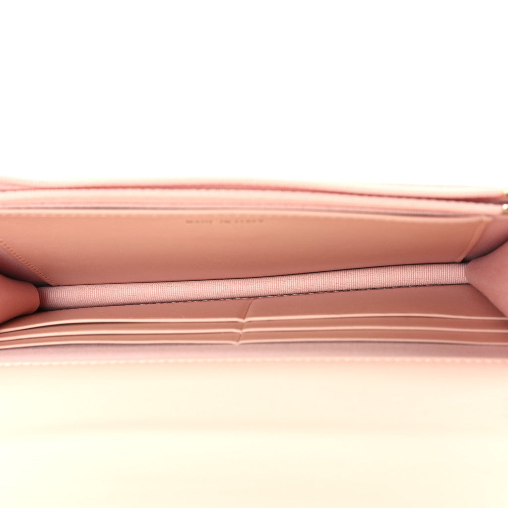Calfskin Quilted Perfect FIt Wallet On Chain WOC Light Pink