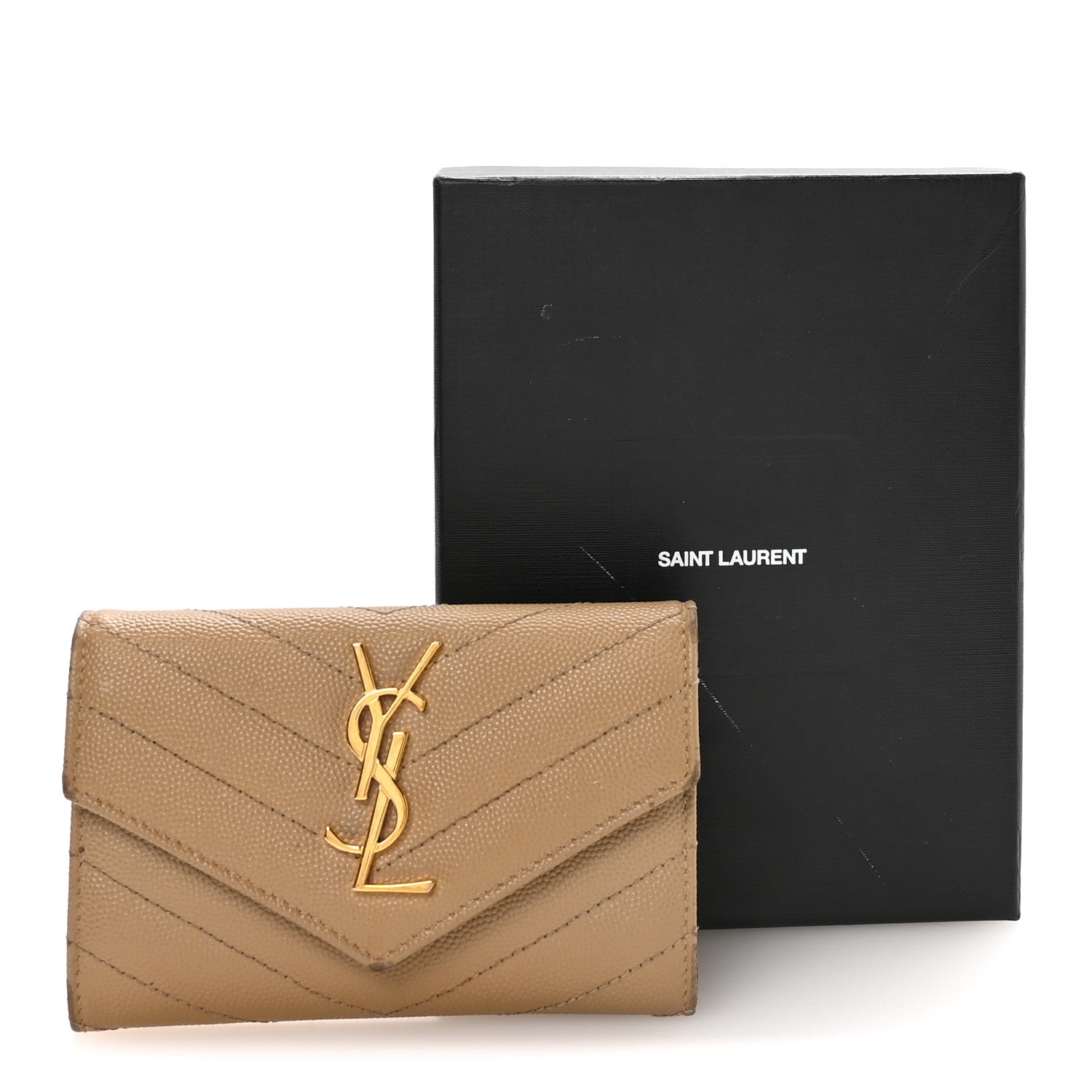 Grain De Poudre Matelasse Chevron Small Monogram Envelope Wallet Dark Latte
