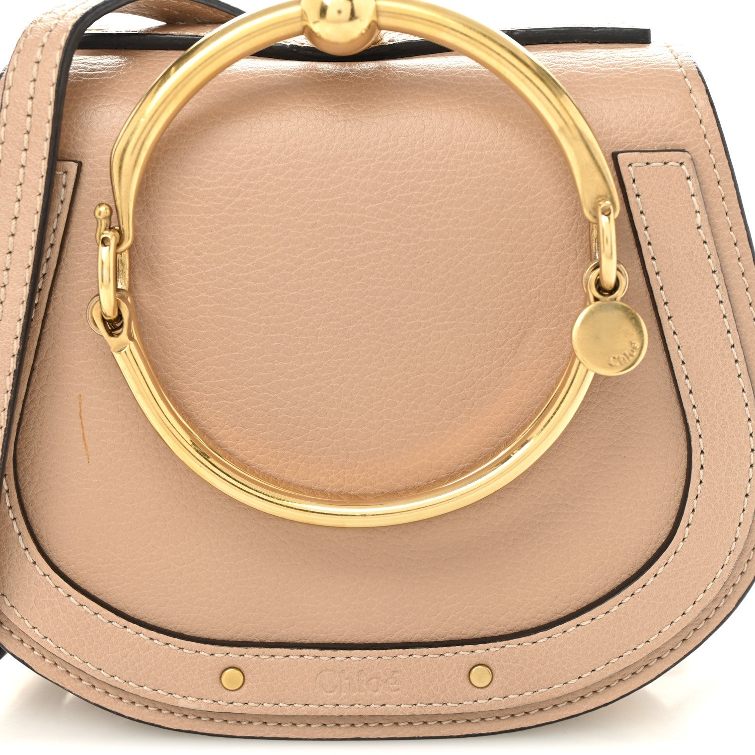 Calfskin Suede Small Nile Bracelet Bag Biscotti Beige