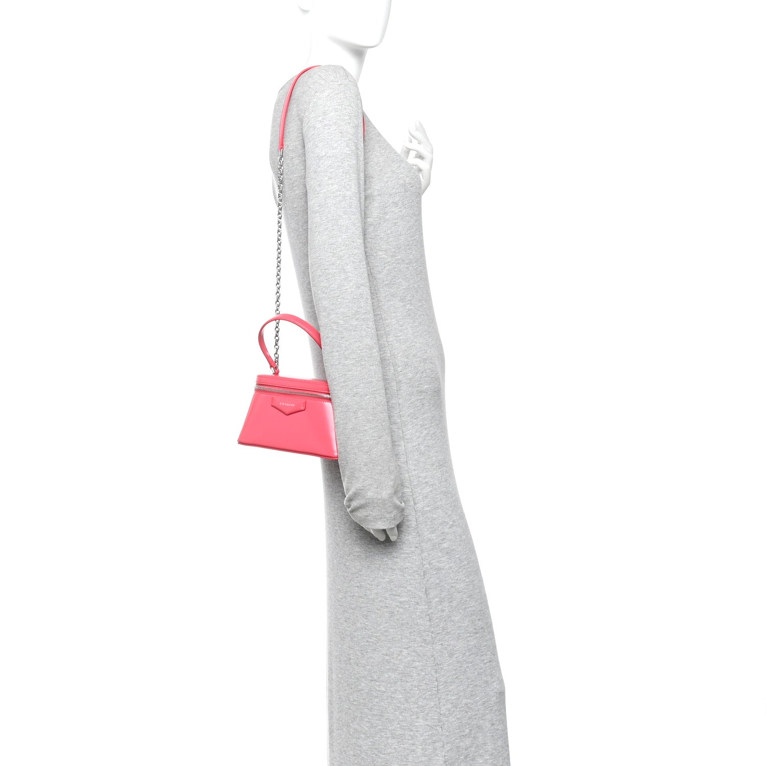 Box Calfskin Antigona Vanity Bag With Chain Neon Pink